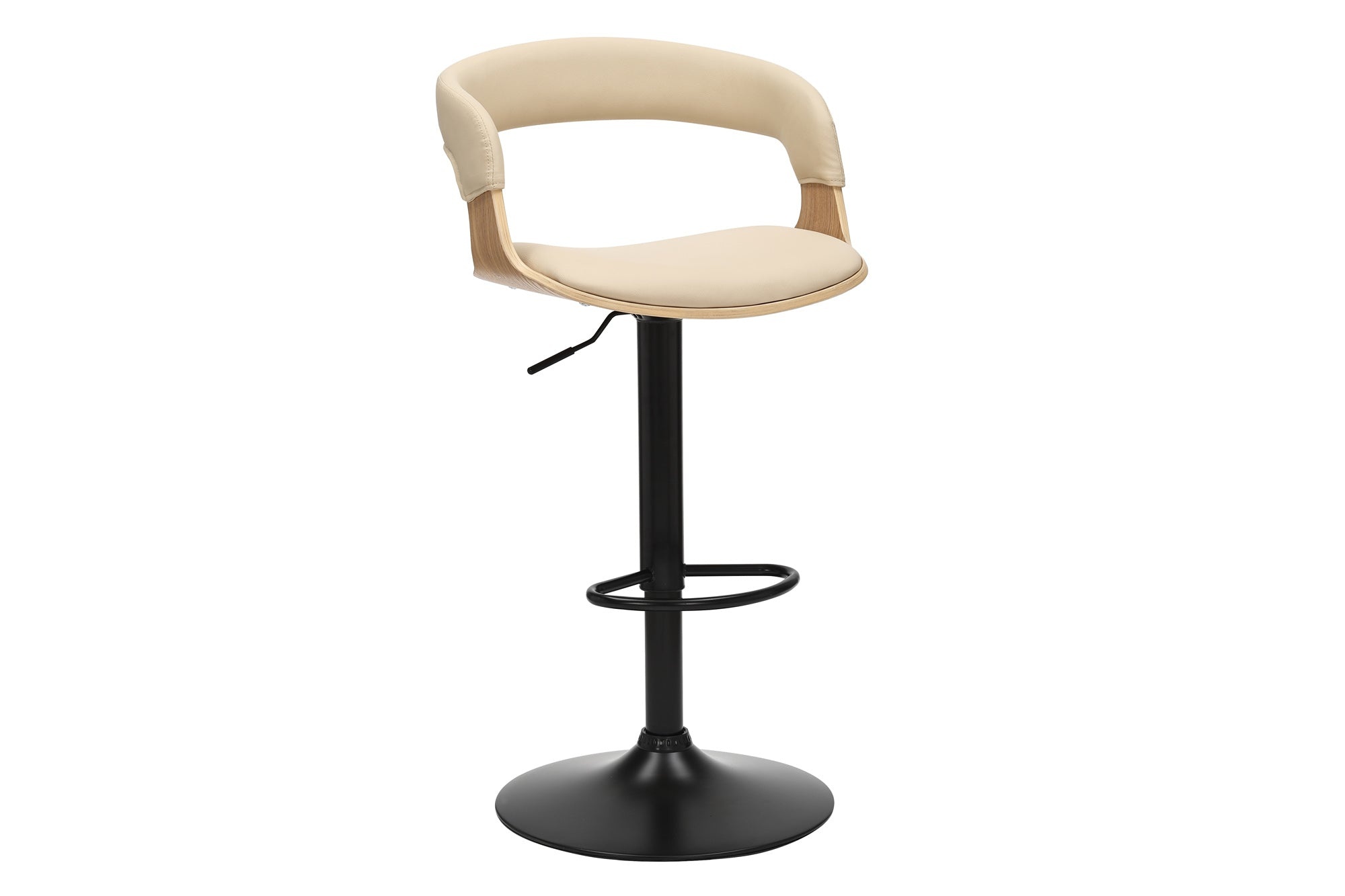 Barkruk MANHATTAN 81-110 cm, draaibaar, kunstleer, crèmekleurig beige met eikenhoutlook - 47716
