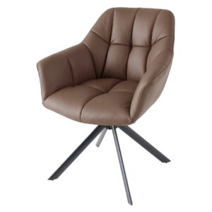 Draaistoel PAPILLON, 180° draaibaar, met armleuningen, leer, bruin/zwart - 44595