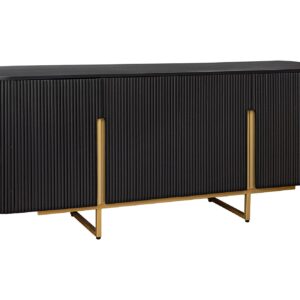 Dressoir GATSBY 160cm retrostijl mango zwart goud handgemaakt - 46432