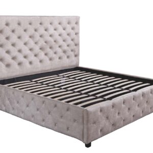Bed PARIS 180x200cm CHESTERFIELD-look fluweel champagnebeige met opbergruimte - 48076