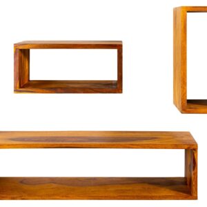 Wandplank HEMINGWAY 43-94cm set van 3 sheesham naturel - 41929