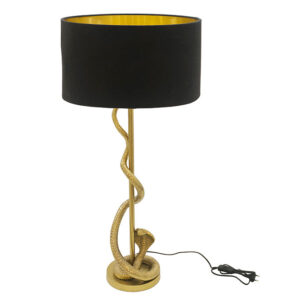 Tafellamp COBRA 110 cm, zwarte lampenkap, gouden frame - 45744