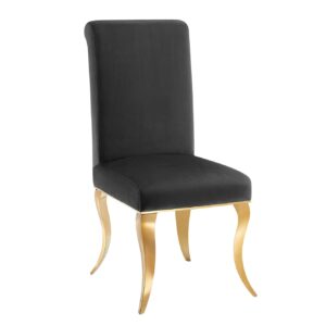 Stoel MODERN BAROCK, zwart fluweel met gouden roestvrijstalen poten - 47488