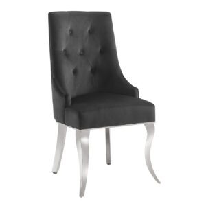 Stoel MODERN BAROCK met leeuwenkopgreep, roestvrijstalen poten, zilverkleurig fluweel, zwart - 47491