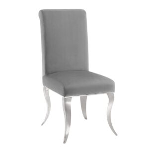 Stoel MODERN BAROCK fluweelgrijs met zilverkleurige roestvrijstalen poten - 47489