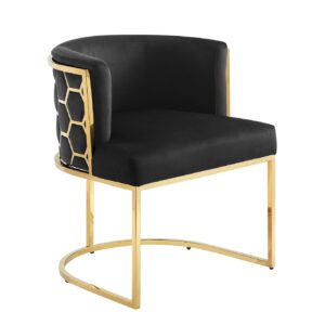 Stoel ELEGANCE, zwart fluweel met goudkleurig roestvrijstalen frame - 47498