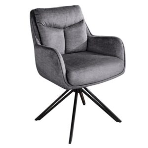 Draaibare fauteuil PROMETHEUS roteerbaar 180° met armleuningen vogue velours fluweel grafietgrijs - 48759