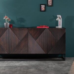 Massief dressoir CREATIVO 177 cm mangohout, gedetailleerd retro-design aan de voorkant - 40049