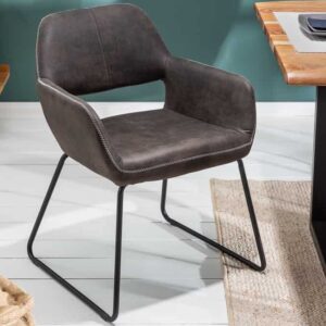 Design stoel MUSTANG antiek grijs microvezel met armleuning - 39795