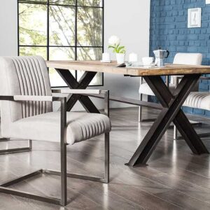 Moderne sledefauteuil BIG ASTON steengrijs geborsteld RVS - 39086