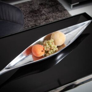 Handgemaakte decoratieve kom SILVER LEAF 60cm zilver aluminium - 17370