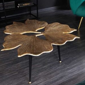 Decoratieve salontafel GINKGO LEAFS 75cm goud handgemaakt metaal - 41791