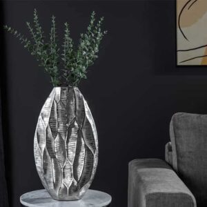 Elegante vaas ORGANIC ORIENT 44cm zilver gehamerd ontwerp - 41546