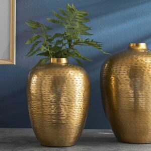 Elegantes Vasen 2er Set ORIENTAL 32cm goud im Rice Hammerschlag Design - 41532