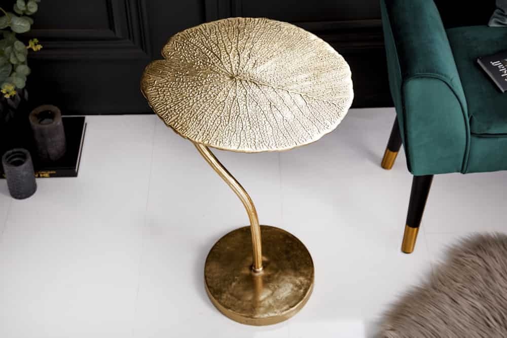 Handgemaakte design bijzettafel ABSTRACT LEAF 40cm goud - 40904