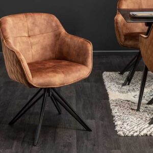 Draaibare design stoel EUPHORIA bruin fluweel met armleuning metalen frame zwart - 40262