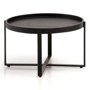 Salontafel zwart mangohout rond 60 cm - WL6.803