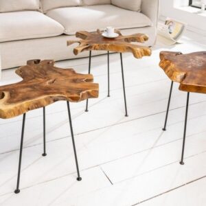 Unieke bijzettafel WILD 40 cm teakhouten salontafel - 36578
