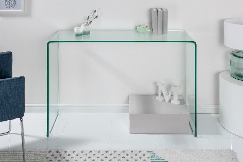 Extravagante glazen consoletafel FANTOME 100 cm transparant bureau, volledig glazen tafel - 22866