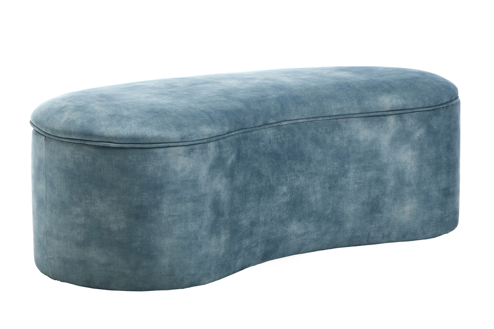 Bankje ELEMENTAL 120cm bekleed met opbergvak fluweel petrol - 48692