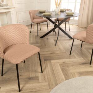 Design Stoel LYON Roze Corduroy Zwart Metalen Poten - 44962