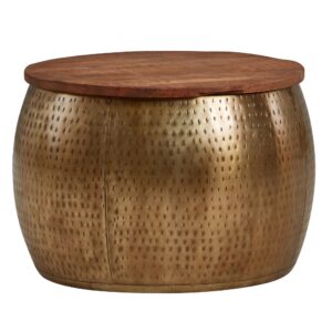 Salontafel goud mangohout rond 60 cm - WL6.705