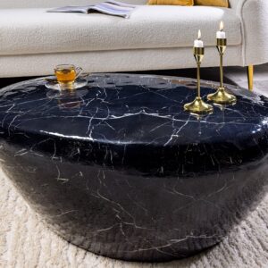 Handgemaakte salontafel STONE 75cm zwart marmer design metaal - 44853