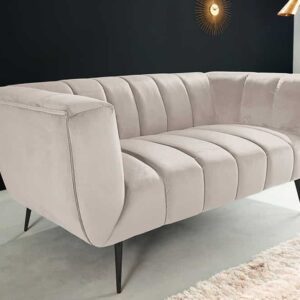 Design 2-zitsbank NOBLESSE 165 cm champagne fluweel zwart metalen poten lente kern - 44537