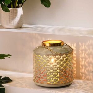 Decoratieve lantaarn CANDLELIGHT 20cm pastelgroen metaal handgemaakte lantaarn - 43828