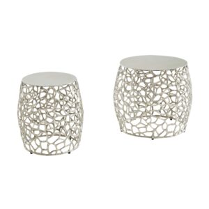 Bijzettafelset zilver aluminium rond - WL6.655
