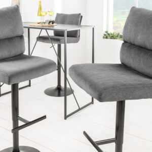 In hoogte verstelbare barkruk COMFORT grijs koorddraaibaar met zwart metalen rugleuning - 43653