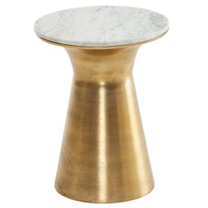 Bijzettafel wit marmer metaal 35 cm - WL6.627