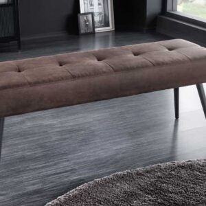 Design bank BOUTIQUE 100cm bruin microvezel zwart metalen poten gestoffeerde bank - 44243