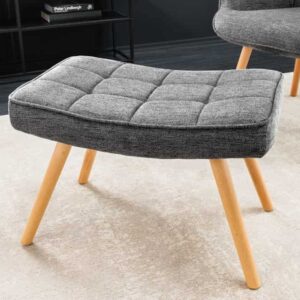 Moderne kruk SCANDINAVIA grijze structuurstof massief houten poten voetenbank - 44029