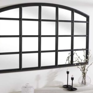 Moderne wandspiegel PARIS 120cm zwarte raamspiegel rond boogdesign - 43873