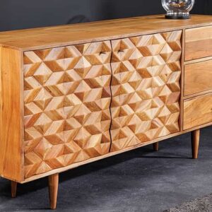 Massief houten dressoir ALPINE 145 cm natuurlijke acacia retro design honingkleurige afwerking - 43737