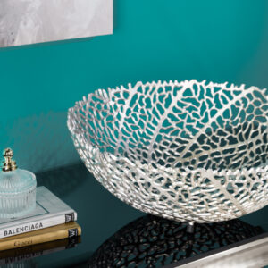 Filigraan design kom ABSTRACT BLAD 45cm zilver handgemaakt - 43191