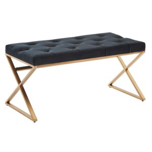 Bank zwart fluweel 90 cm breed - WL6.617