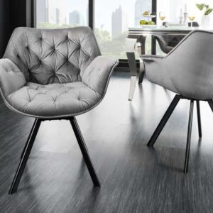 Bureaustoel THE DUTCH COMFORT grijs fluweel met armleuningen Modern Design - 44065