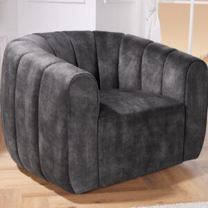 Draaibare design fauteuil BABYLON donkergrijs fluwelen lounge cocktailstoel - 43528