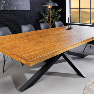 Massief houten eettafel GALAXIE 200 cm vintage bruin grenen gerecycled industrieel design - 43678