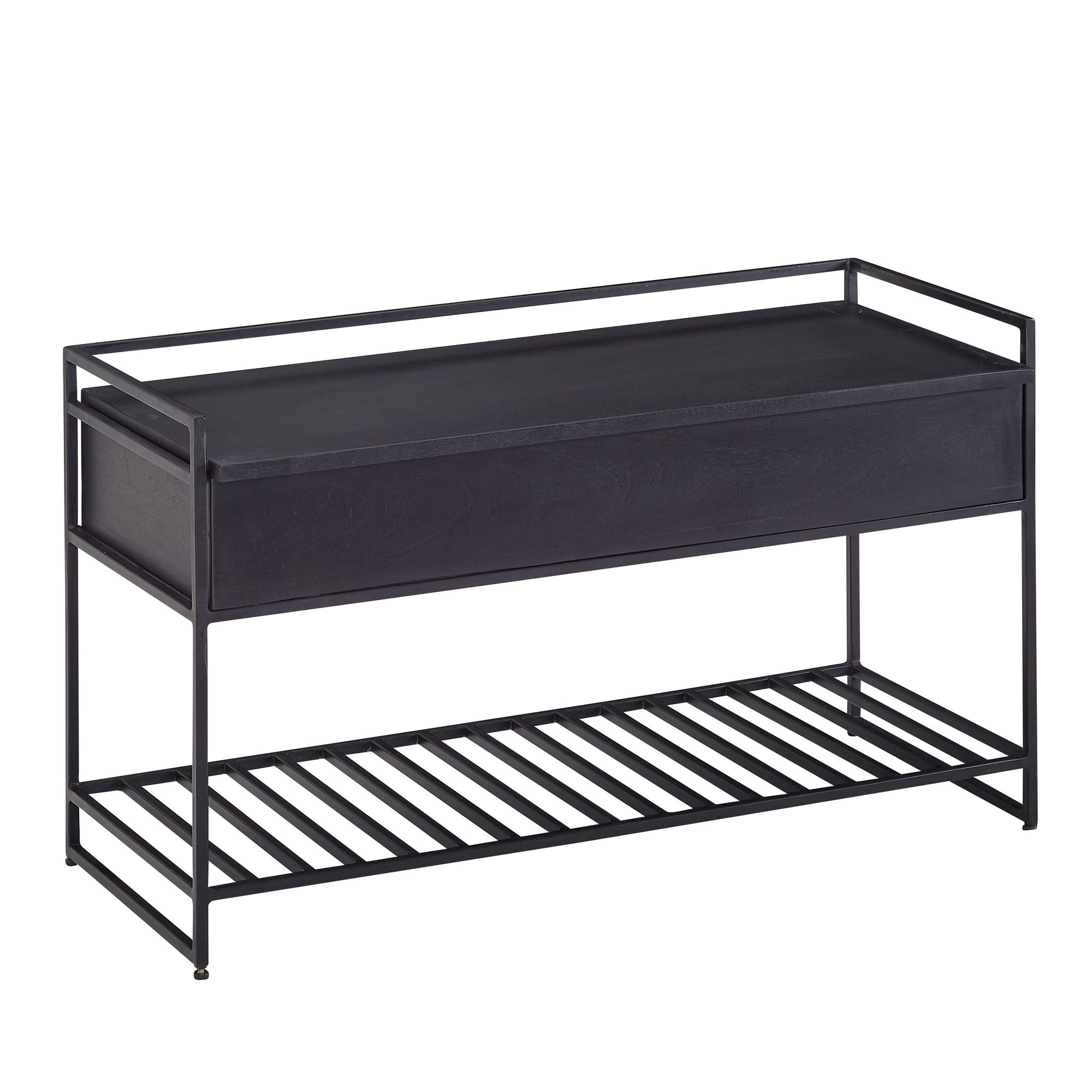 Bank zwart mangohout 90 cm breed - WL6.587
