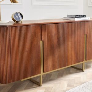 Design Dressoir GATSBY 160cm bruin matgoud Mangoholz Retro - 43333