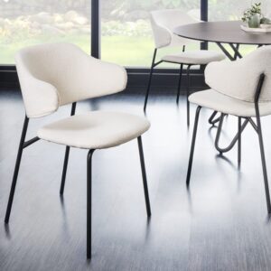 Design stoel VOGUE wit Boucle zwart metalen poten - 43147