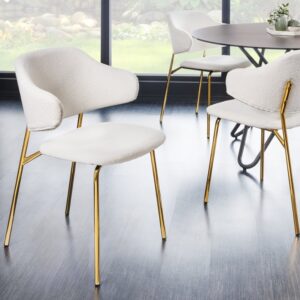 Design stoel VOGUE wit Boucle gouden metalen poten - 43148