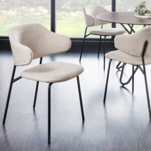 Design stoel VOGUE grijs Boucle zwart metalen poten - 43149