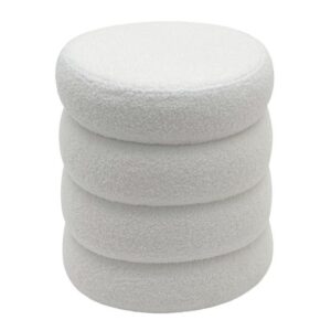 Kruk VOGUE 40cm rond bekleed met opbergruimte bouclé wit - 48640
