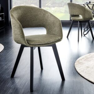 Design stoel NORDIC STAR groene structuurstof houten poten - 43425