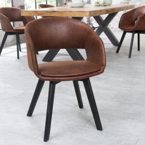 Design stoel NORDIC STAR antiek bruin houten poten - 43422