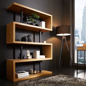 Design plank SNAKE 165cm eikenlook boekenkast met vijf planken - 41214